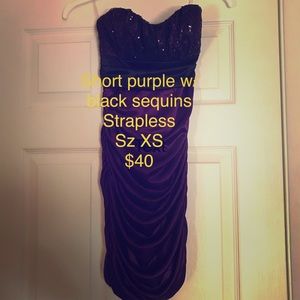 Junior short purple and black dress